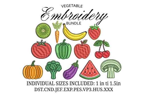 13 Vegetable Embroidery Designs Bundle Review