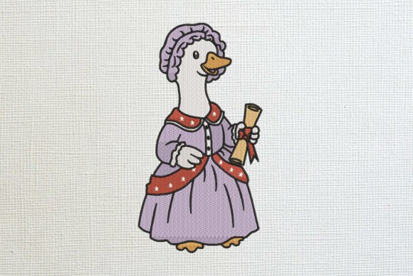 Colonial Lady Goose Embroidery Art