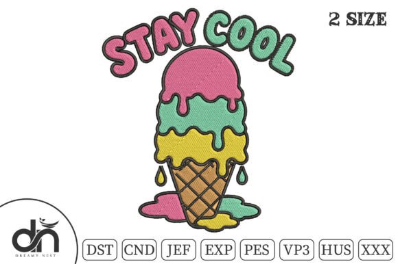 Stay Cool Melting Ice Cream Embroidery